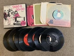 45 Rpm Records In Philco Disc-a- Go-go Box. Fixed Price $22.50.