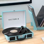 Victrola Journey+ Bundle Suitcase Record Player - Turquoise Factory Direct. Fixed Price $39.99.