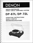 Denon DP-67L And DP-72L Turntable Owners Manual. Fixed Price $13.95.