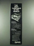1975 Empire Model 598 Iii Turntable Ad - The Best In World. Fixed Price $19.99.