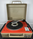 Vintage V638N Automatic Portable Record Player Orange Beige Tested As-is. Fixed Price $99.99.