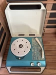 Vintage Portable Record Player RP-1500A Turntable Teal Tan Works Quiet Audio. Fixed Price $65.00.
