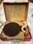 Silvertone 2254 Record Player Vintage 1950S Era W Carrying Case Red And Tan. Fixed Price $68.00.