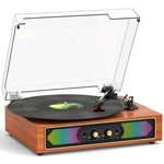 Tanlanin Bluetooth Record Player Rgb Lights 3-SPEED Belt-drive Turntable. Fixed Price $124.98.