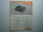 Original Sony TC-142 Three Head Cassette-corder Tape Player Service Manual. Fixed Price $22.00.