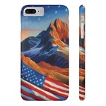 Slim Phone Cases-majestic Mountain With American Flag Usa Patriotic Covers. Fixed Price $29.99.