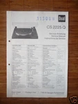Service Manual Dual Cs 2225 Q Turntable, Original. Fixed Price $12.40.
