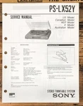 Sony PS-LX52Y Record Player / Turntable Service Manual *original*. Fixed Price $19.97.