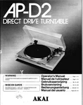 Akai AP-D2 Turntable Owners Instruction Manual. Fixed Price $19.99.