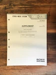 Sony HME-228 Stereo Service Manual Supplement *original*. Fixed Price $24.97.
