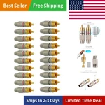 20PACK Rca Male Plug Solder, Gold Audio Video Adapter Connector For Speaker W.... Fixed Price $23.02.