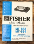 Fisher MT-883 MT-884 Record Player / Turntable Owners User Manual *original*. Fixed Price $24.97.