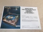 Empire 598 Ii Turntable Ad, 2 Pages, 1973, Vintage High End Record Player. Fixed Price $9.99.